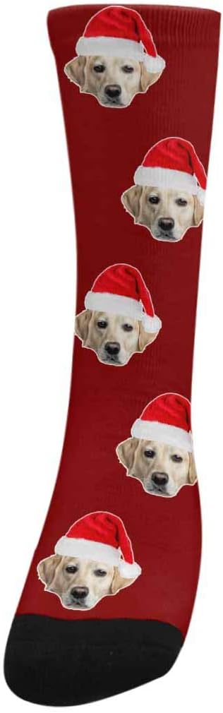 Custom Face Socks, Personalized Dog Lover Pet Photo Picture on Socks Unisex Athletic Crew Socks for Men Women