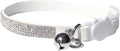 Rhinestone Cat Collar Breakaway Safety Buckle with Bell, Adjustable Diamond Girl Boy Kitty Cute Comfy Collar for Kitten Small Pets Rabbits, 7.5"-11" White