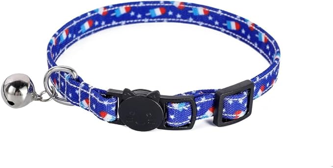 2-Pack Breakaway Cat Collars with Removable Double-Layer Bow Tie and Bell for Boy and Girl Cats Safety Kitten Collars Suitable for Festivals and Daily. (Independence Day 2)