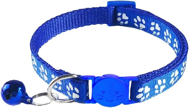 2 Pack Breakaway Cat Collars with Bells, Reflective Design and Claw Print Design, Safety Buckle, Adjustable 7.5-12.5 Inches for Kittens & Cats (Navy Blue)