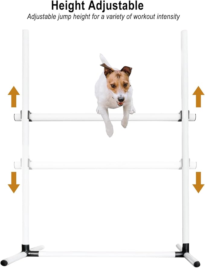Dog Agility Jump Set with Adjustable Height Bars – Includes Carry Bag, Indoor & Outdoor Jumping Hurdles for Training, Dog Agility Course Equipment