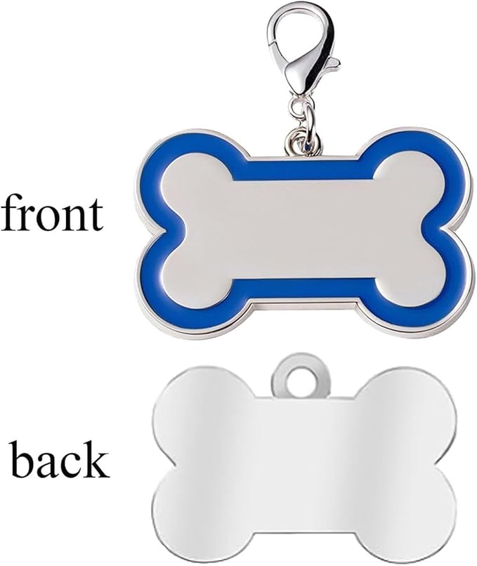 Double-Sided Personalized Dog Tags for Pets - pet ID tag, Laser Engraved Dog tag, Name tag for Dog Collar, Dog Tags for Large Dogs (Blue, Bone-Shaped-Large)