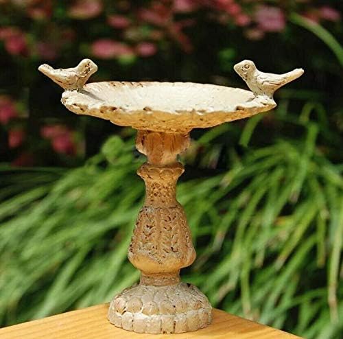 EatingBiting 1:12 Scales Dollhouse Miniature Birdbath Garden Outdoor Center Foutain 2 Birds Resin Fairy Garden Furniture Resin Vintage Bird Bath Fountain for Home Decor Ornaments
