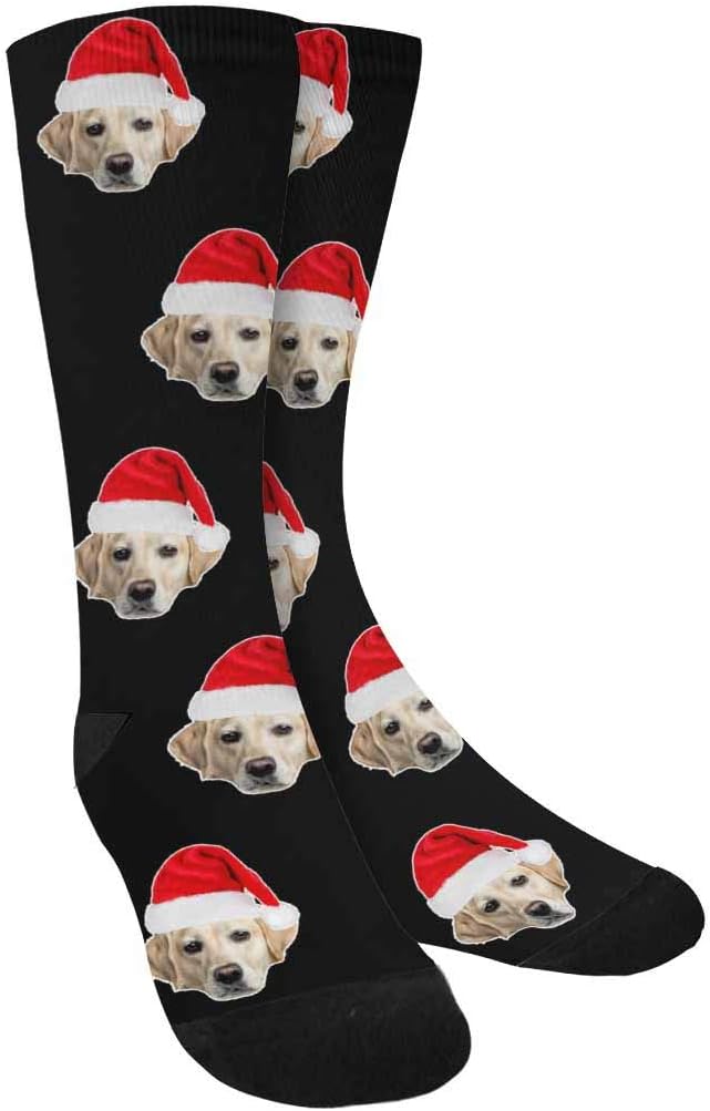Custom Face Socks, Personalized Dog Lover Pet Photo Picture on Socks Unisex Athletic Crew Socks for Men Women