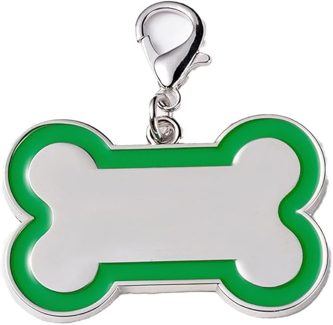 Double-Sided Personalized Dog Tags for Pets - pet ID tag, Laser Engraved Dog tag, Name tag for Dog Collar, Dog Tags for Large Dogs (Green, Bone-Shaped-Large)