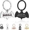 Dog Tags Personalized for Pets - Bat Shape Dog Tag, Customized Pet ID Tag for Black Cat, Witch Friendly Cat Tags, Funny Spooky Dog Name Tag, Stainless Steel Dog ID Tag Engraved on Both Sides