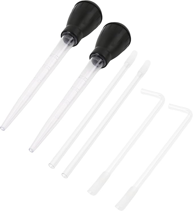 2 Set Manual Fish Tank Cleaning Tools with Extension Pipe and L Shaped Extension Pipe,30ml Aquarium Water Changer,28.9 Inches Siphon Dropper for Fish Bowl Waste Remover,Coral Feeder(Black)