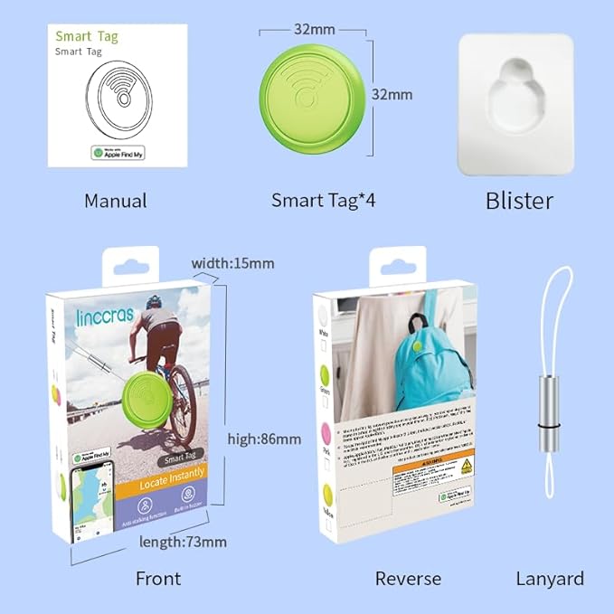 youyeetoo Smart Tag Tracker for iOS[Only] FindMy & AirTag Case Compatible IP65 Waterproof, Pets, Outdoor Activities,Tile Tracker, cat Tracker, Moto tag, Tracker Device for Vehicles