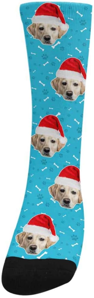Custom Face Socks, Personalized Dog Lover Pet Photo Picture on Socks Unisex Athletic Crew Socks for Men Women