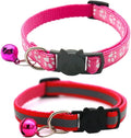 2 Pack Cat Collars Quick Release Reflective Kitten Collar with Bell & Safety Release (Dark Pink)