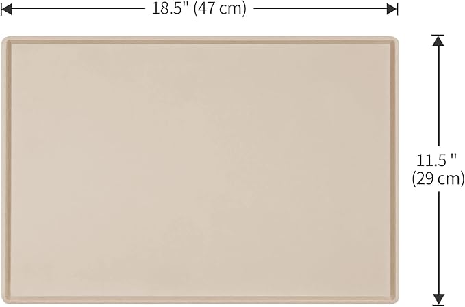 Dog Food Mat,Silicone Waterproof Food Tray,Non Slip Pet Bowl Mats Placemat,0.6" Raised Edge,Suitable for Most Small and Medium Sized Pets,18.5" x 11.5"