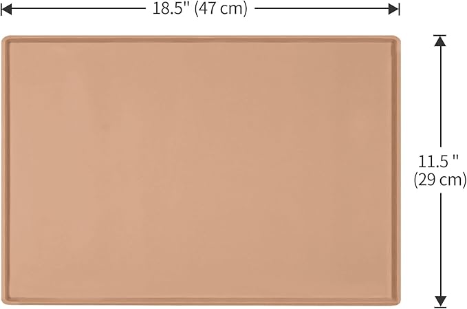 Dog Food Mat,Silicone Waterproof Food Tray,Non Slip Pet Bowl Mats Placemat,0.6" Raised Edge,Suitable for Most Small and Medium Sized Pets,18.5" x 11.5"