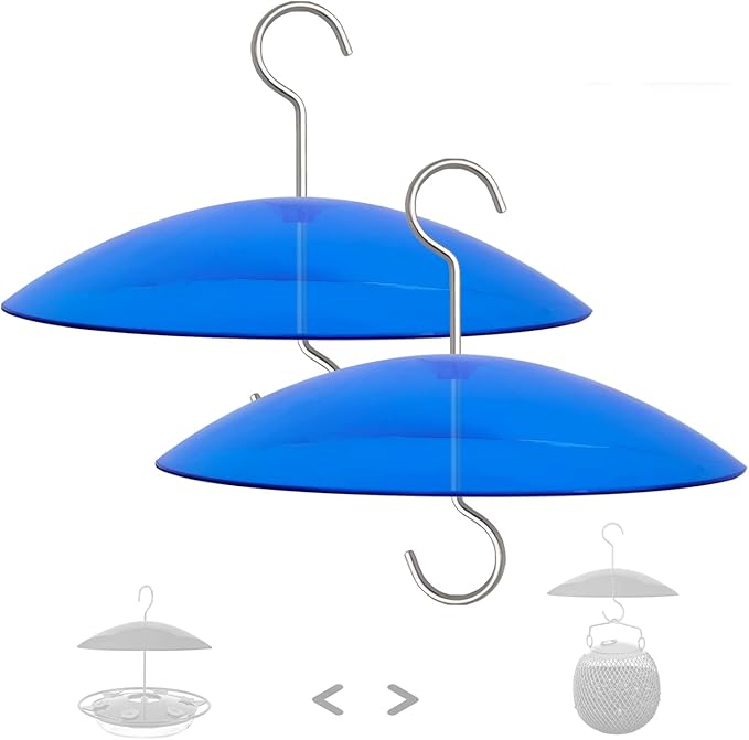 Small Rain Cover for Bird Feeder - Mini Blue 8" X 2 PC Small Hanging Weather Guard Protective Dome - Dia. 20CM