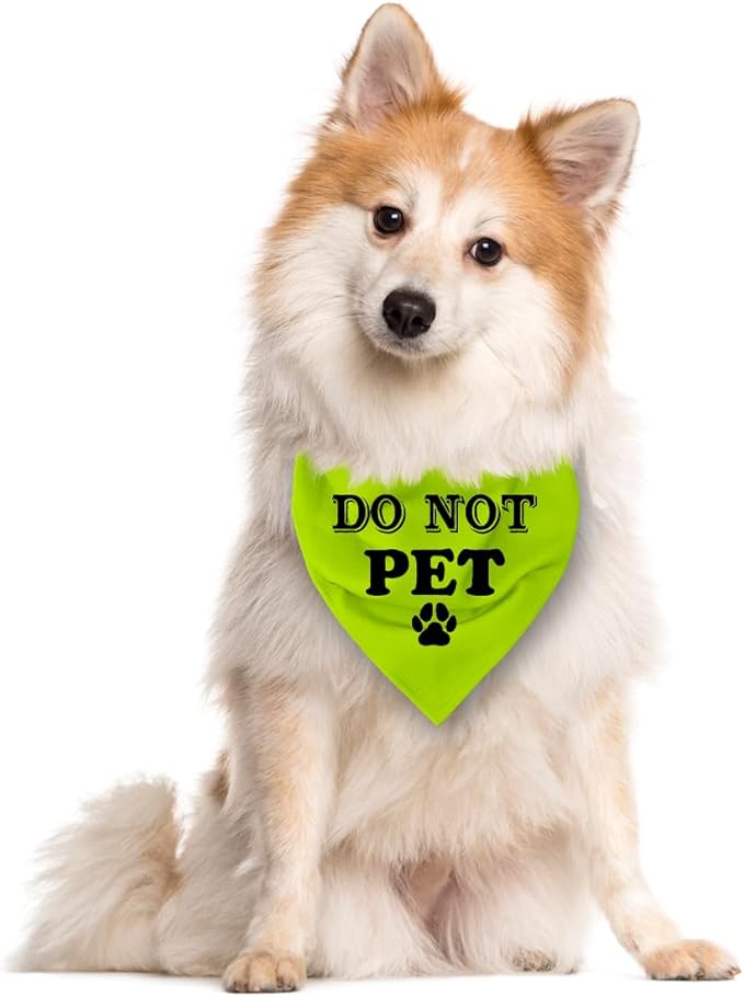 Do Not Pet Dog Bandana, Fluorescent Yellow Dog Bandana, Funny Cute Pet Triangle Scarf Accessories, Dogs Bandanas for Small Medium Large Dogs (D39)