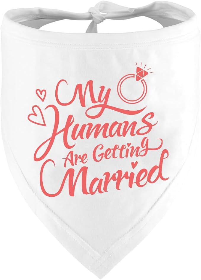 Engagement Gift, My Humans are Getting Married Dog Bandana, Wedding Photo Prop, Pet Scarf, Dog Engagement Announcement, Pet Accessories (Pink)