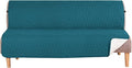 H.VERSAILTEX Futon Cover Reversible Sofa Slipcover Furniture Protector Water Resistant 2 Inch Wide Elastic Straps Sofa Bed Pets Kids Dog Cat Fit Sitting Width Up to 70"(Futon, Dark Teal/Beige)
