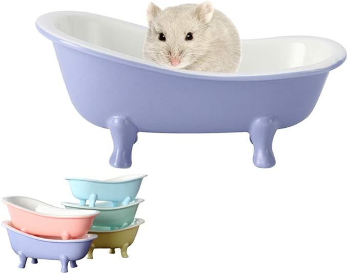 Summer Hamster Ceramic Bed Bathtub, Small Animal Ice Accessories Cage Hideout Toys，Bird Relax Habitat House, Sleep Pad Nest or Hamster, Food Bowl for Guinea Pigs/Squirrel/Chinchilla