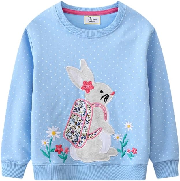 Toddler Baby Girls Cotton Sweater, Long Sleeve Crewneck Sweatshirt Pullover Kids Warm Clothing for Fall Winter