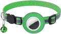 Tracker-Ready Breakaway Cat Collar (No Tracker Included) - Detachable GPS Holder + Safety Bell - Adjustable Reflective Collar with Quick-Release Buckle - for AirTag/Tile Compatible (Light Green)