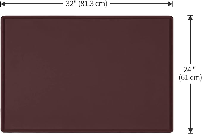 Dog Food Mat,Silicone Waterproof Food Tray,Non Slip Pet Bowl Mats Placemat,1" Raised Edge,Suitable for Most Small and Medium Sized Pets,32" x 24"