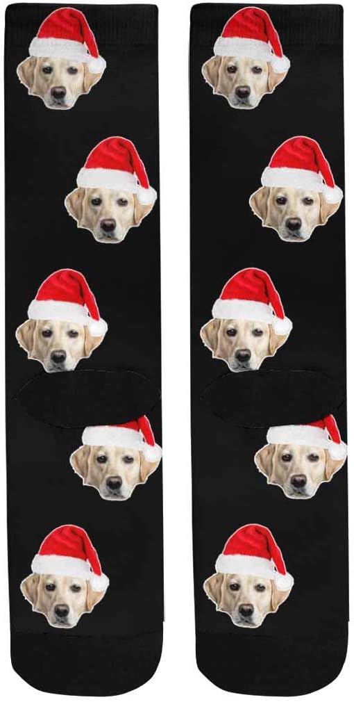 Custom Face Socks, Personalized Dog Lover Pet Photo Picture on Socks Unisex Athletic Crew Socks for Men Women