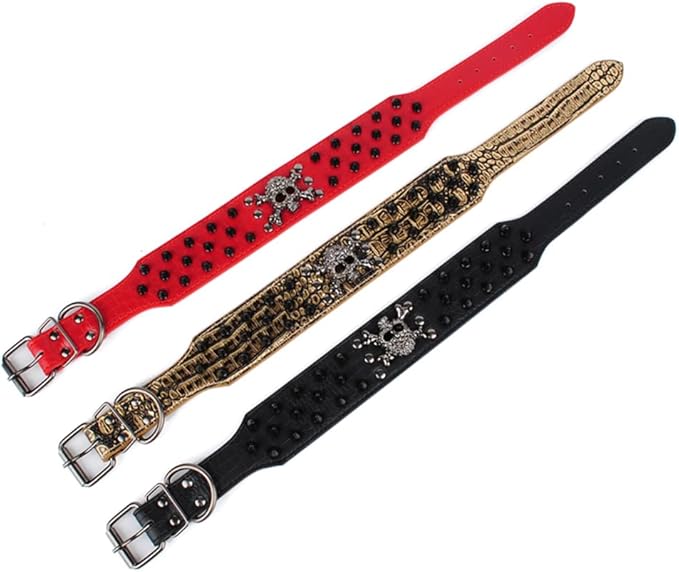 Serijoars Spiked Studded Dog Collar, PU Leather Dog Collar, Adjustable Pet Collars for Medium or Large Breed Pet (L, Leopard2)