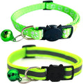 2 Pack Cat Collars Quick Release Reflective Kitten Collar with Bell & Safety Release (Fluorescent Green)