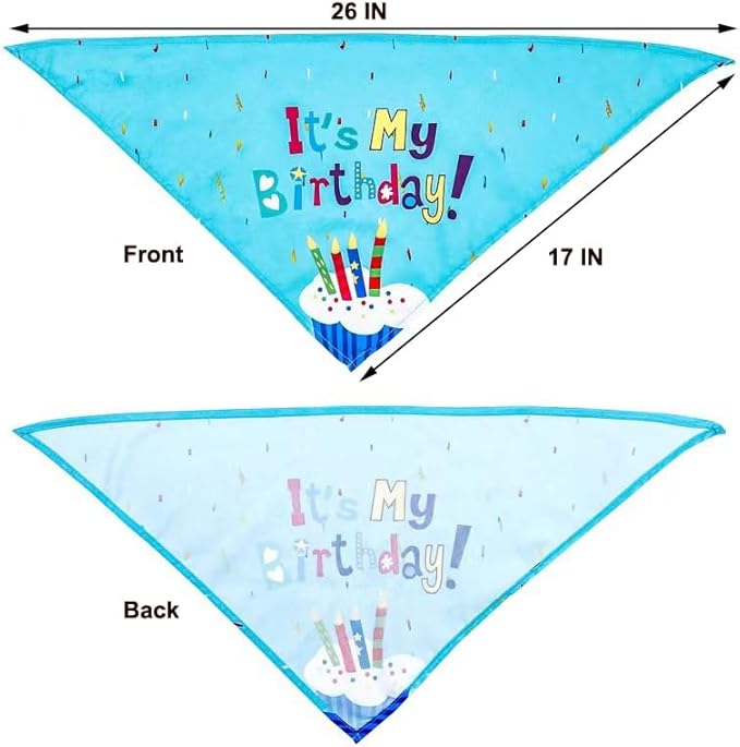 Dog Birthday Decorations,Puppy Birthday Party Outfits, Birthday Hat,Bow Tie,Bandana,Happy Birthday Banner,Pet Theme Suit Apparel & Accessories for Boy Golden Doodle Teddy Husky Labrador(4PCS Blue)