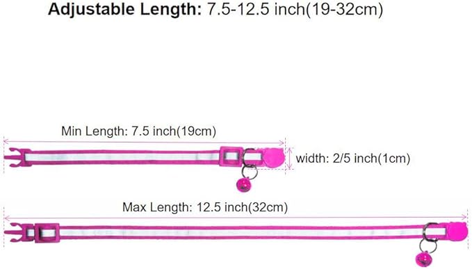 3 Pack Reflective and Breakaway with Bells of Cat Collar，Adjustable from 7.5 to 12.5 Inches, Ideal of Kitten Collar, Suitable for Girls and Boys (Rose)