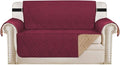 H.VERSAILTEX Reversible Loveseat Cover Furniture Protector Anti-Slip Water Resistant 2" Elastic Straps Couch Covers Pets Kids Fit Sitting Width Up to 54"(Oversized Loveseat: 75" x 98", Red/Tan)