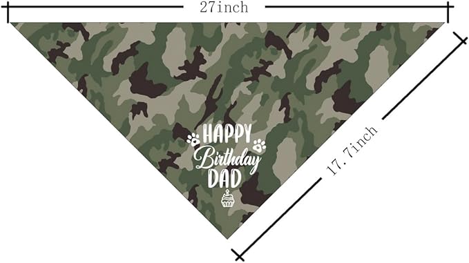 K32 Camouflage Dog Bandana - Happy Birthday Dad Dog Scarf Accessory for Pet Scarf Gift