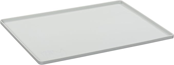 Messy Mutts & Cats Silicone Non-Slip Pet Bowl Mat with Raised Edge | 16” x 12” Dog/Cat Bowl Mat with Spill-Proof Lip | Light Grey