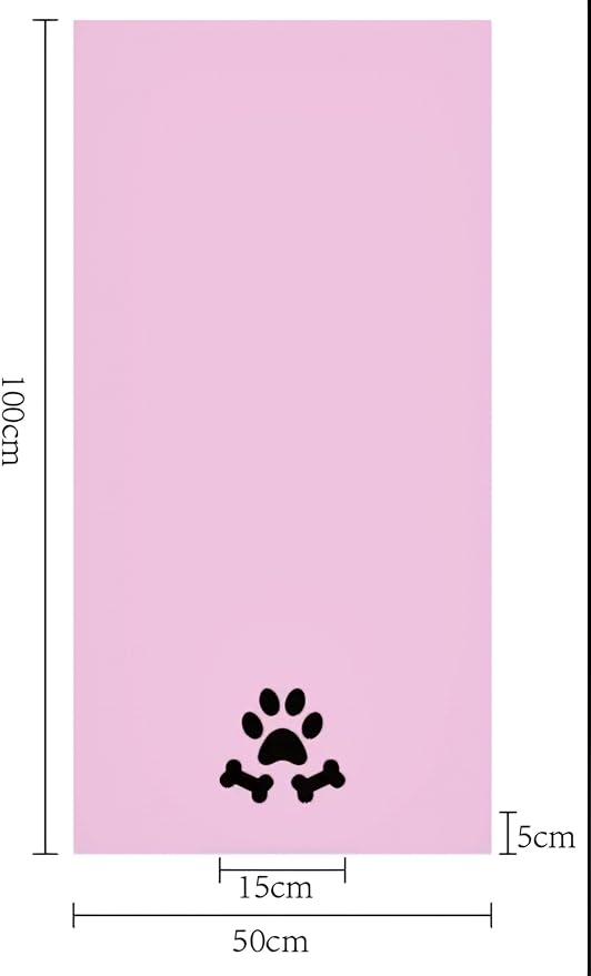 Pet Accessories Set, Pink Towel with Paw Print and Bone Designs, Collapsible Bowl, Waste Bag Dispenser