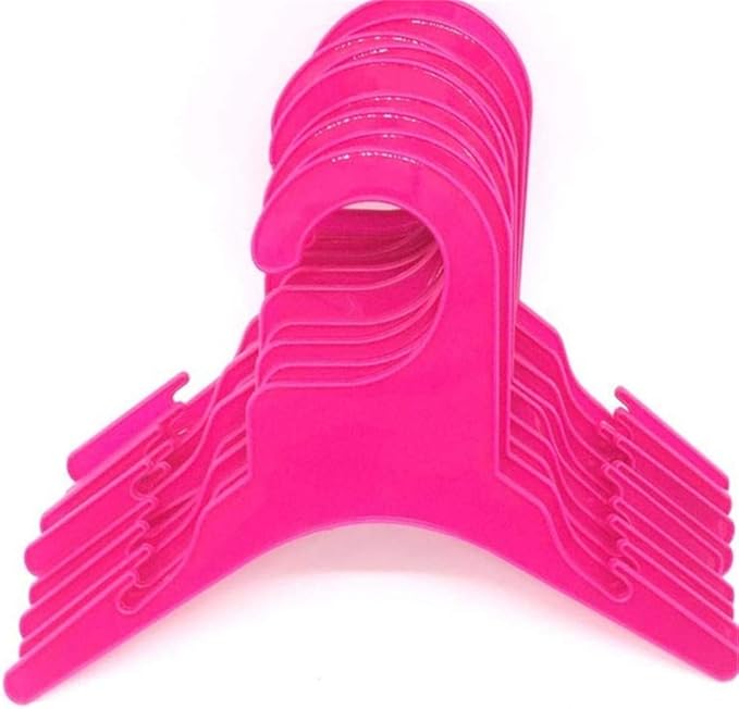 Pet Clothing Hanger, 10PCS Plastic Anti-Skid Dog Puppy Cat Clothes Clothing Rack for Small Animals (Pink, S