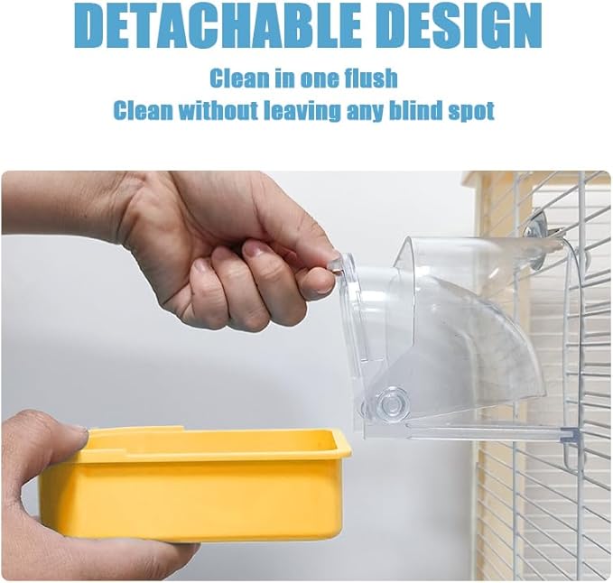 Bird Bath for Cage, Cleaning Pet Supplies Cockatiel Bird Bathtub with Hanging Hooks for Little Bird Parrots Spacious Parakeets Portable Shower for Most Birdcage (Beige)