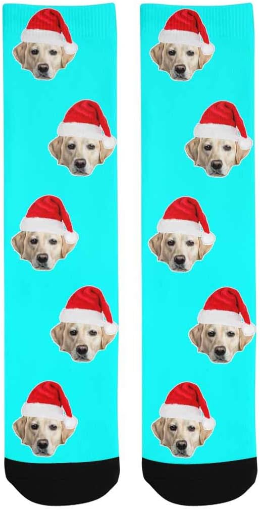 Custom Face Socks, Personalized Dog Lover Pet Photo Picture on Socks Unisex Athletic Crew Socks for Men Women