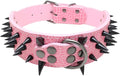 Serijoars Spiked Studded Dog Collar, PU Leather Dog Collar, Adjustable Pet Collars for Medium or Large Breed Pet (M, Pink3)