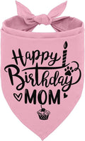 Dog Bandana, Happy Birthday Mom Dog Bandana, Dogs Scarf Classical Pink Printing, Dogs Scarf Accessories, Doggy Kerchief Pet Head Kerchief, Doggy Kerchiefs Gift for Mom Birthday Party (L14)