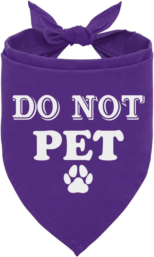 Do Not Pet Dog Bandana, Purple Dog Bandana, Funny Cute Dog Bandana, Pet Dog Triangle Scarf, Pet Dog Scarf Accessories, Gift for Dog Lover, Dog Bandana for Small Medium Large Dogs (E59)