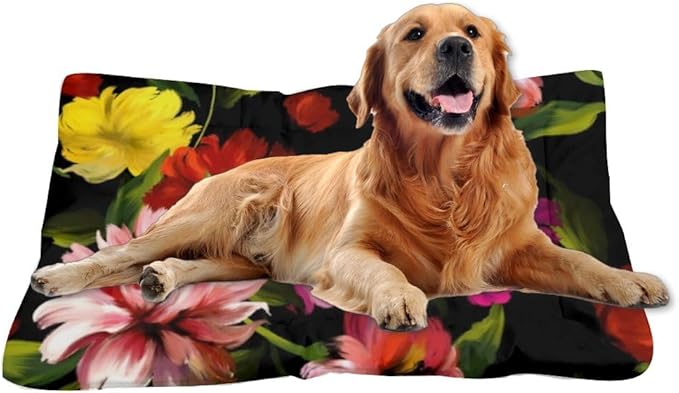 Pink Flowers Pet Sleeping Pad Cat Cushion Pad Pet Beds for Cats Ink Painting Soft Bed Non- Slip Bottom Winter Supplies Multi- Scenario, Multi- Model Crate Dog Bed Gift Printed Dog