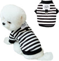 Autumn Dog Hoodies with Leash Ring Warm Striped Puppy Shirt for Small Dog Girl Boy Cat Sweater Winter Pet Clothes Pomeranian Chihuahua Cold Weather Coat (Large, Black)