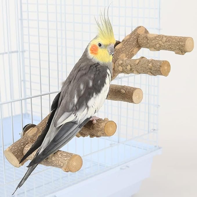 Natural Wood Bird perches Bird Ladder Perch Parrot Ladder Hamster Climbing Toys Nature Wood Stand Parrot Chew Toy for Small Animal