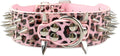 Serijoars Spiked Studded Dog Collar, PU Leather Dog Collar, Adjustable Pet Collars for Medium or Large Breed Pet (S, Leopard5)