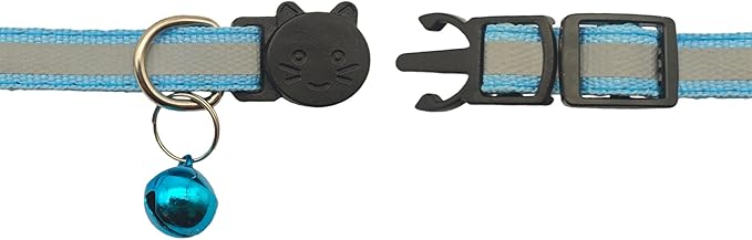 14 Pack Breakaway Cat Collar with Bell, Reflective Kitten Collar for Girl Boy Cats, Safety Buckle Adjustable 7.5-12.5 Inch, 0.4 Inch Width Lightweight, Pet Gifts (Sky Blue)