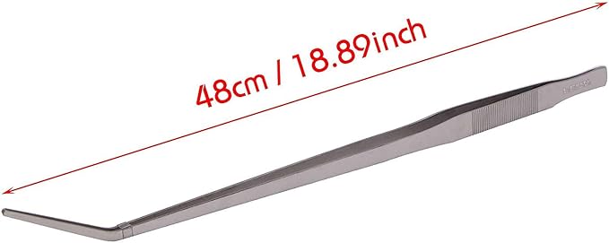 Extra Long Tweezers 18.9 Inch - FEITA Stainless Steel Curved Tip Tweezer Tongs for Aquarium Fish Tank Plants