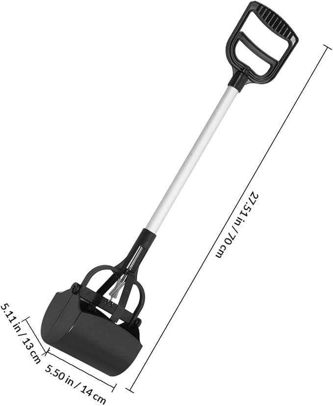 Pet Poop Picker with Long Handle, Black Dog Pooper Scooper, Portable Pet Waste Cleaning Tool for Outdoor Use Random Color