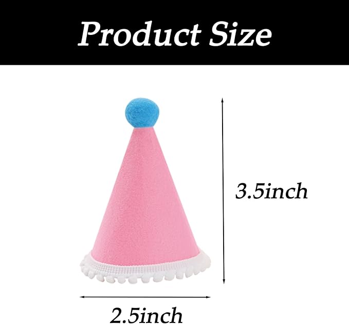 10 Pcs Dog Birthday Hat Set for Small Medium Dogs Cat Puppies, Mini Party Hat with Adjustable Headbands, Cute Pet Hat with Pompons for Birthday Christmas Party Decoration Accessories (Mini 2.5 Inch)