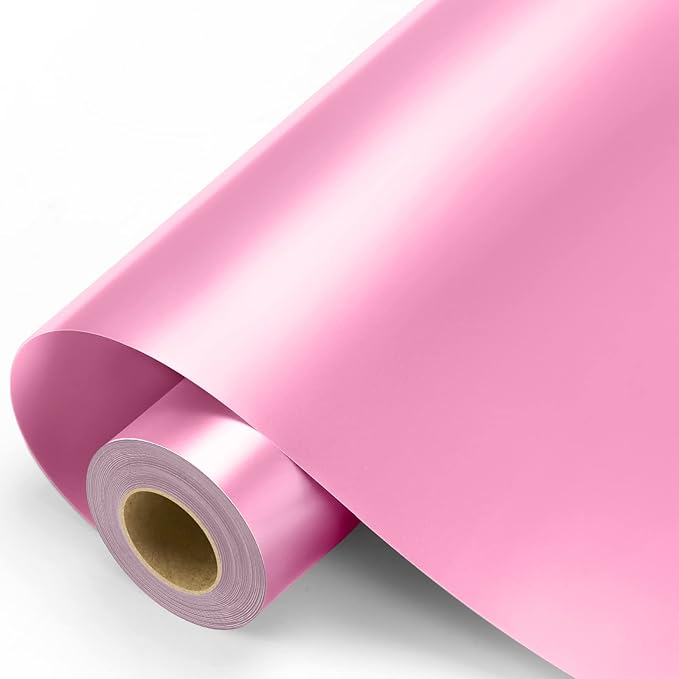 Pink Permanent Vinyl - Pink Adhesive Vinyl Roll for All Cutting Machine, Permanent Outdoor 12" x11FT for Decor Sticker, Car Decal, Scrapbooking, Signs, Glossy & Waterproof
