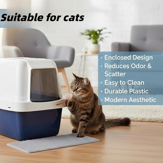 Large sifting Hooded Enclosed cat Litter Box, semi-Closed pet Litter Container with sifting Tray