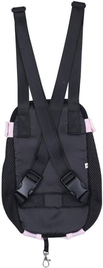 Pet Dog Puppy Cat Carrier Five Holes Backpack Double Shoulder Straps Canvas Cotton Front Chest Backpack Bag(Black, Small)